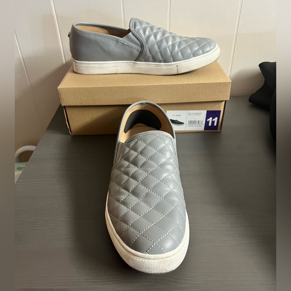 Size 11 Steve Madden Light Gray Slip On Sneaker